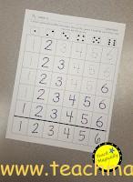 Recording sheet for math numbers Teach Magically