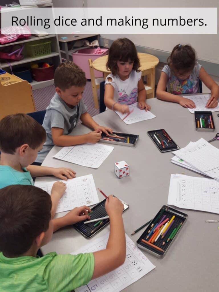 Dice rolling subitizing number writing